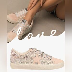 Mi.iM Pink Suede Rhinestone Bling Sneakers Size 8.5